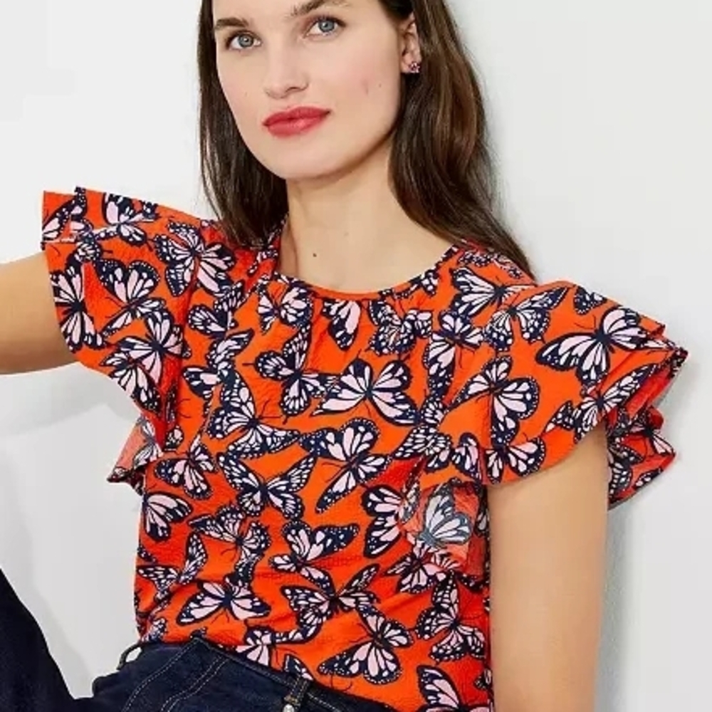 Kate Spade Spring Flight Flutter-sleeve Top
